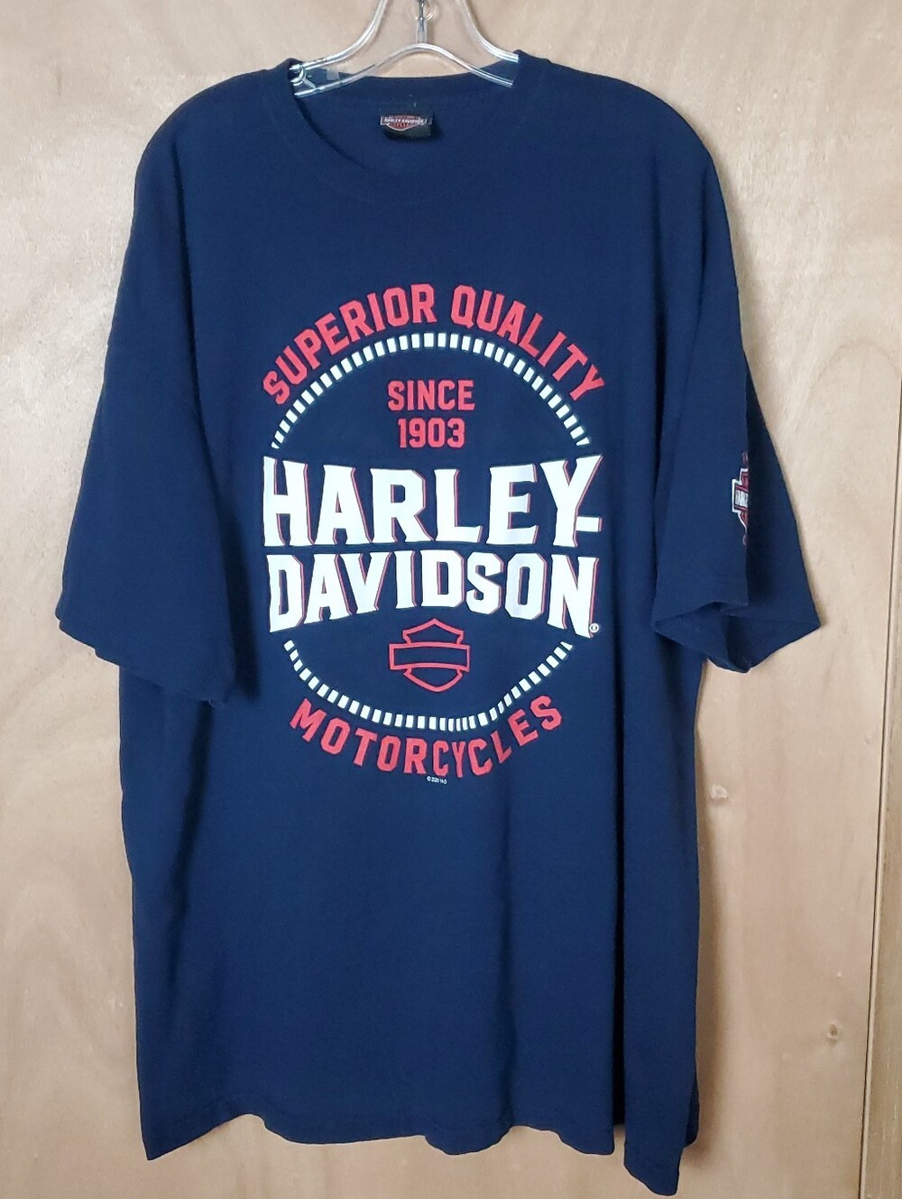 Harley-Davidson Navy Short Sleeve Graphic Tee with Red & White Print